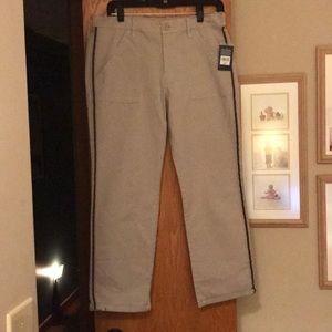 Lucky brand, oatmeal/navy pants, slightly cropped